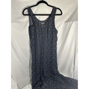 FLAX Jeanne Engelhart small rayon floral print maxi dress Vintage blue